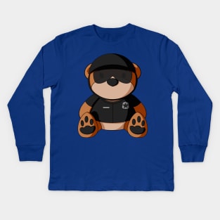 Black Uniform Police Teddy Bear Kids Long Sleeve T-Shirt